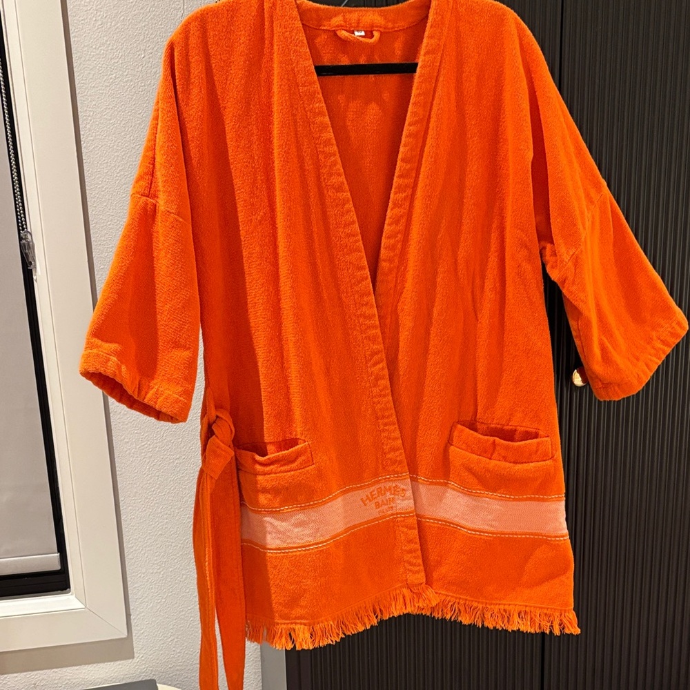 Hermes Bright Orange Terry Swim Coverup